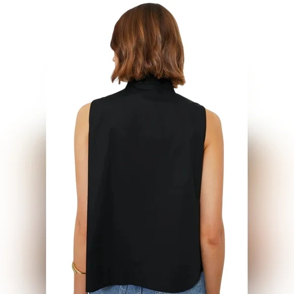 Tuckernuck Solid Black Cotton Sleeveless Celeste V Neck Top - Picture 3 of 12